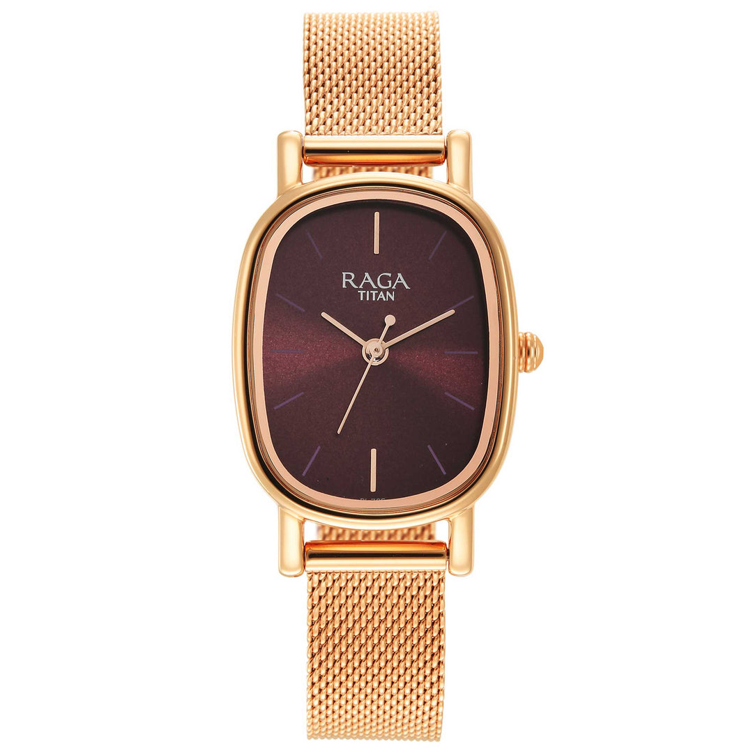 Titan Raga Viva Brown Dial Analogue Stainless Steel Strap Watch for Women