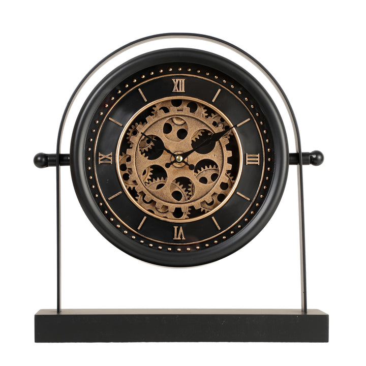 Sir Drummond Bedside Table Moving Cogs Clock