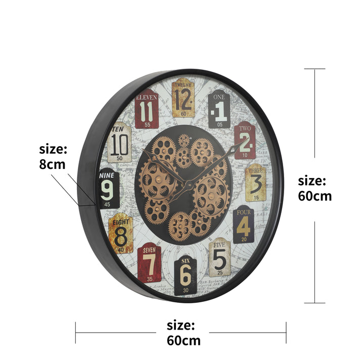 Wyn Round Moving Cogs Wall Clock