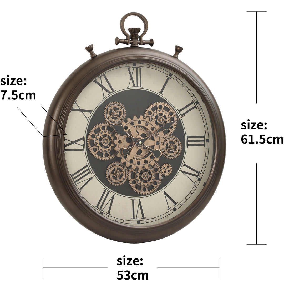 Roma Stopwatch Industrial Moving Cogs Wall Clock