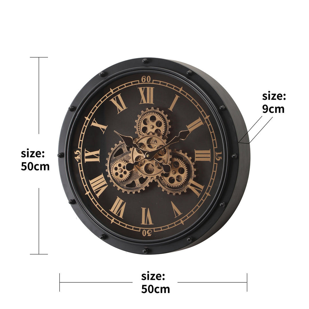 Gregor Round Moving Cogs Wall Clock