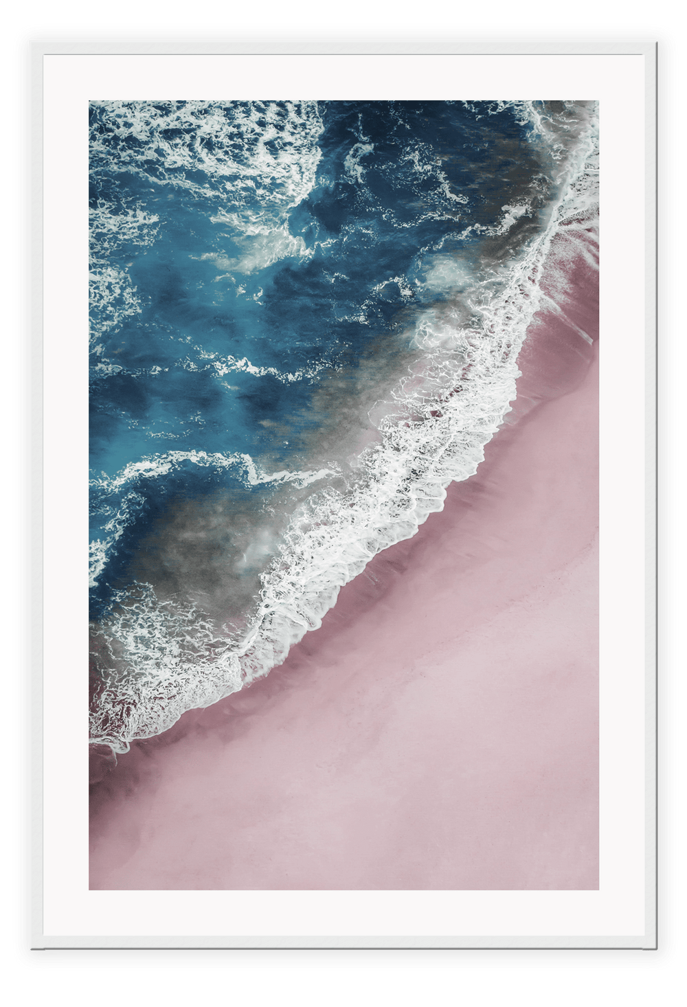 Canvas Print 50x70cm / White Pink Beach Pink Beach Wall Art : Ready to hang framed artwork. Brand