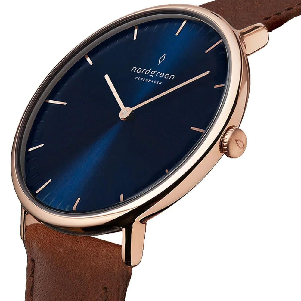 Nordgreen Quartz Watches Nordgreen Native 40mm Brown Leather Strap Watch Brand