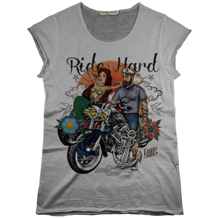 Vintabros T-shirt S / Grey Vintabros Ride Hard Cotton Women T-shirt Raw Cut Brand