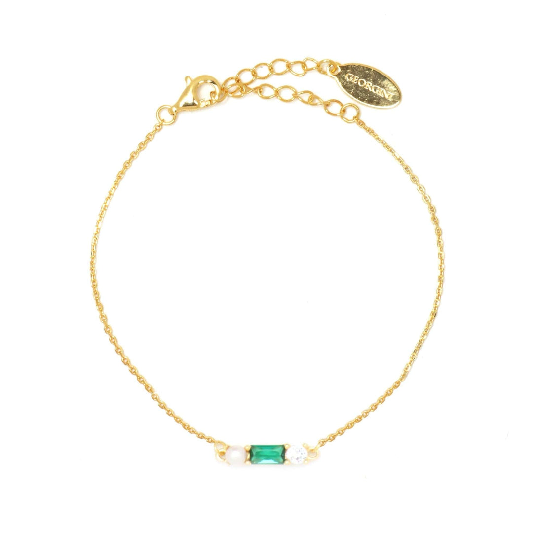Georgini Bracelet Georgini Gifts Emerald Isle Freshwater Pearl Bracelet In Emerald And Gold Brand