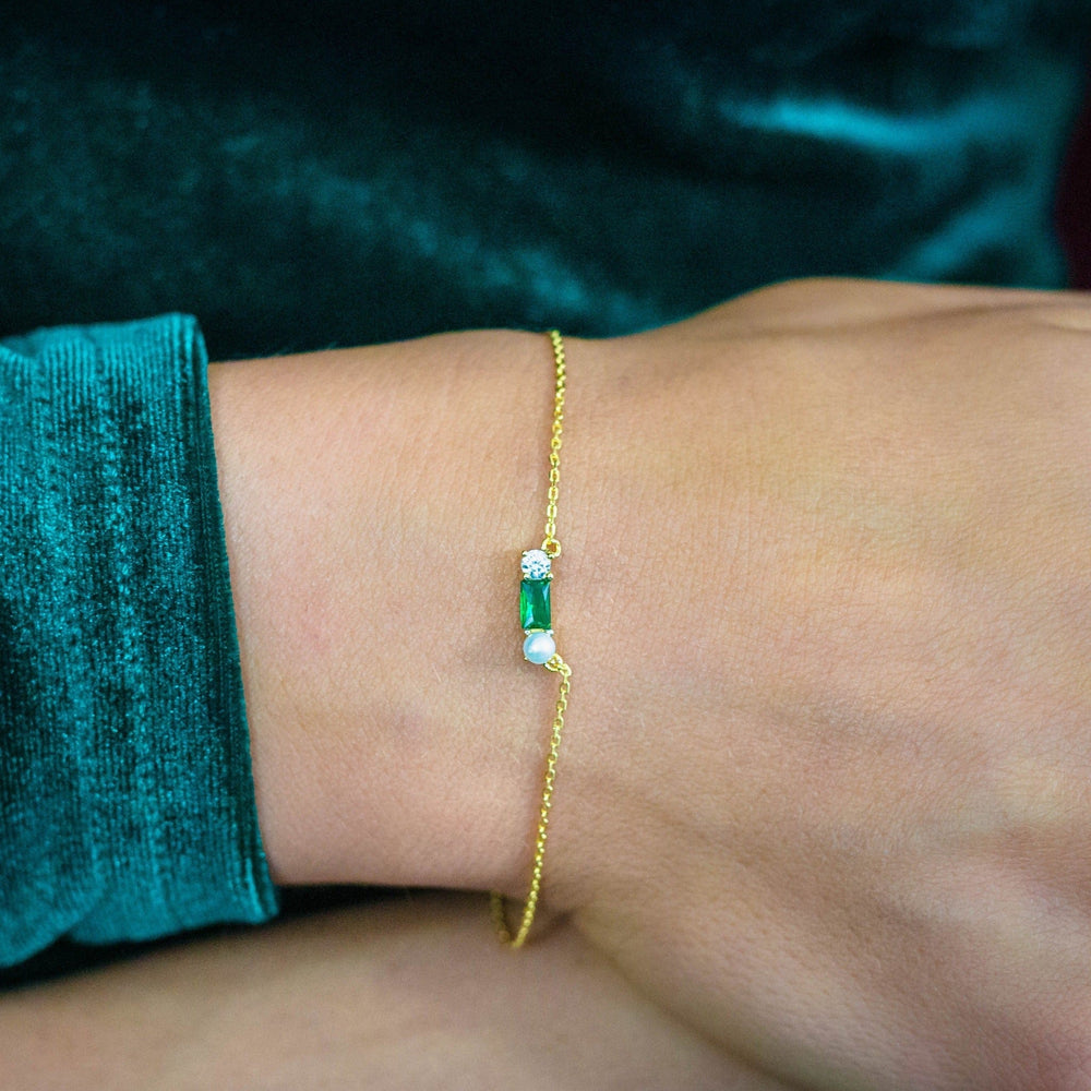 Georgini Bracelet Georgini Gifts Emerald Isle Freshwater Pearl Bracelet In Emerald And Gold Brand