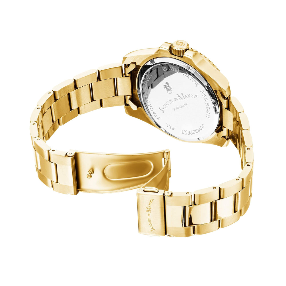 Jacques du Manoir Watch Jacques du Manoir Swiss-Made Pro Scuba 43mm Gold Diver's Watch Brand