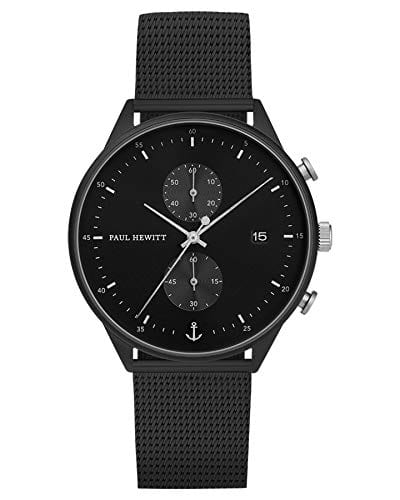 Paul Hewitt Watch Paul Hewitt Chrono Black Sunray 42mm Men's Mesh Strap Designer Watch Brand
